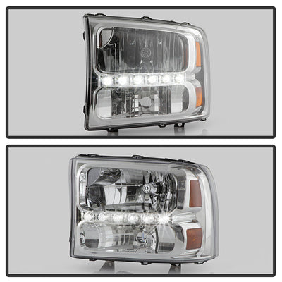 SPYDER Xtune Ford F250 F350 Super Duty 99-04 1Pc Headlights w/ LED Chrome HD-JH-FF25099-LED-C 9026171