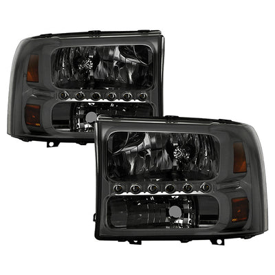 SPYDER Xtune Ford F250 F350 Super Duty 99-04 1Pc Headlights w/ LED Smoked HD-JH-FF25099-LED-SM 9026188
