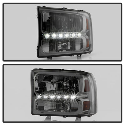 SPYDER Xtune Ford F250 F350 Super Duty 99-04 1Pc Headlights w/ LED Smoked HD-JH-FF25099-LED-SM 9026188