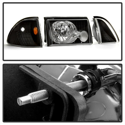 SPYDER xTune Ford Mustang 87-93 OEM style Headlights 6pcs Amber - Black HD-JH-FM87-6PC-AM-BK 9035265