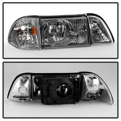 SPYDER xTune Ford Mustang 87-93 OEM style Headlights 6pcs Amber - Chrome HD-JH-FM87-6PC-AM-C 9035272