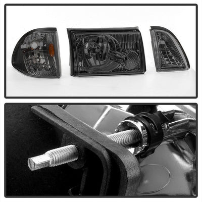 SPYDER xTune Ford Mustang 87-93 OEM style Headlights 6pcs Amber - Smoked HD-JH-FM87-6PC-AM-SM 9035289