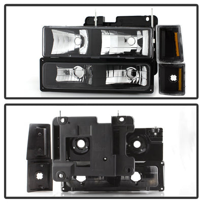 SPYDER xTune GMC C/K Series 94-98 Headlights w/ Corner and Parking Lights - Black HD-JH-GCK94-BK-SET 9037405