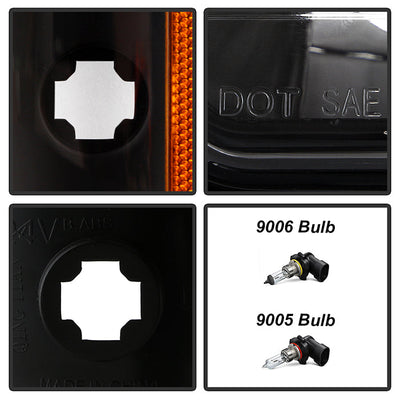 SPYDER Xtune GMC Yukon 92-93 Crystal Headlights w/ Corner & Bumper Black HD-JH-GMCCK88-AM-BK-SET 5073518