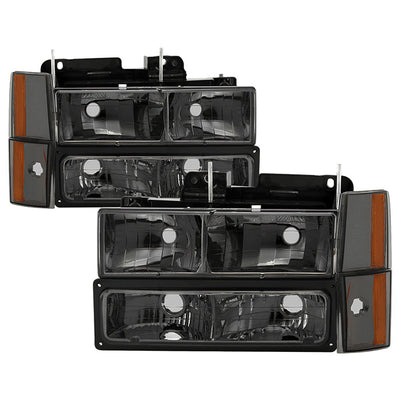 SPYDER Xtune GMC Yukon 92-93 Crystal Headlights w/ Corner & Bumper Smoke HD-JH-GMCCK88-AM-SM-SET 5073525