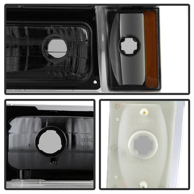 SPYDER Xtune GMC Yukon 92-93 Crystal Headlights w/ Corner & Bumper Smoke HD-JH-GMCCK88-AM-SM-SET 5073525