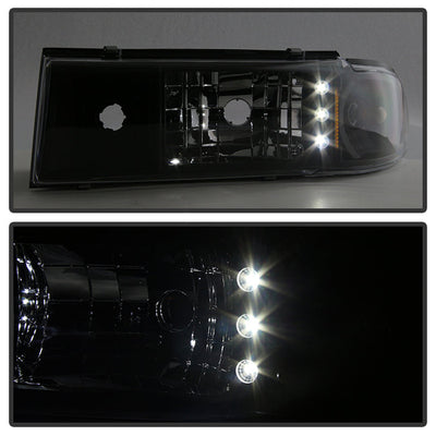 SPYDER Xtune Chevy Caprice 91-96 / Impala 91-96 1Pc LED Crystal Headlights Black HD-ON-CCP91-1PC-LED-BK 5031631