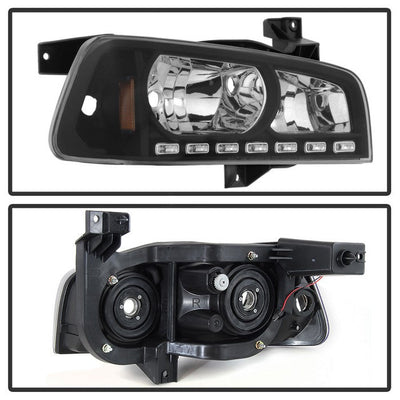 SPYDER Xtune Dodge Charger 06-10 1Pc LED Crystal Headlights Black HD-ON-DCH05-1PC-LED-BK 5017635