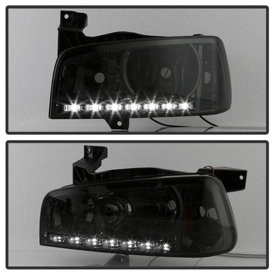 SPYDER Xtune Dodge Charger 06-10 1Pc LED Crystal Headlights Smoke HD-ON-DCH05-1PC-LED-SM 5017642