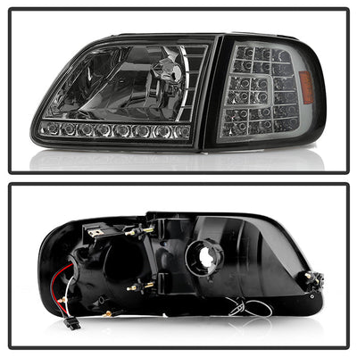 SPYDER Xtune Ford F150 97-03 Crystal Headlights w/ Clear LED Corners Smoke HD-ON-FF15097-LED-SET-SM 5014801