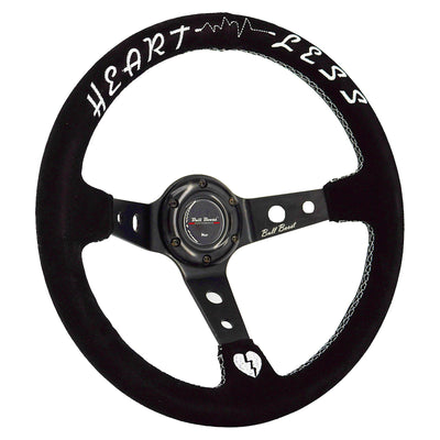 Universal 350mm 3"Deep Dish 6-Bolt Steering Wheel Black Suede Heartless