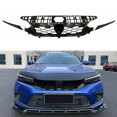 2022-2024 Civic Hatchback & SI OE Style Front Upper Grille Gloss Black