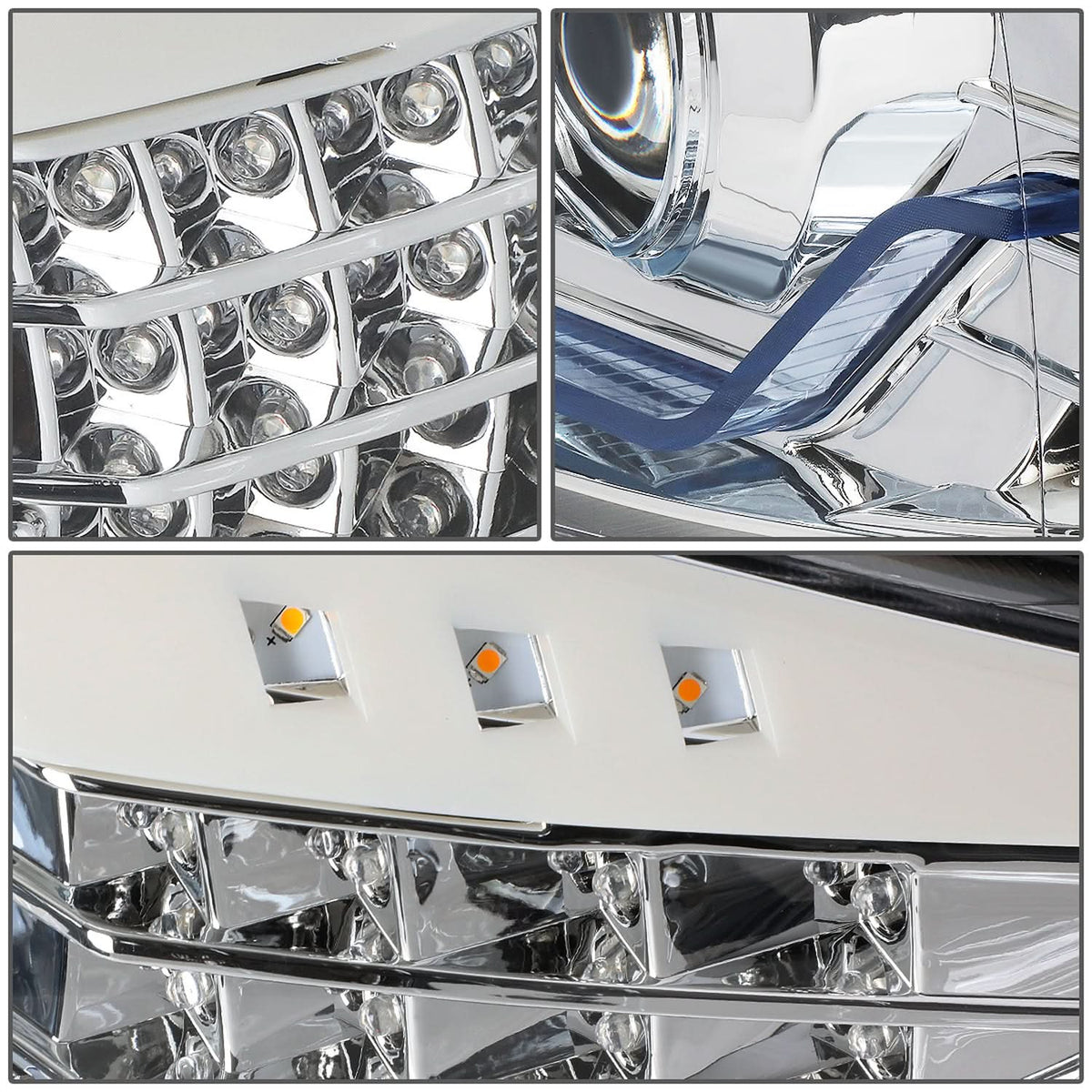 06-12 BMW 3-Series E90 3D Crystal Halo Projector LED Headlights Chrome