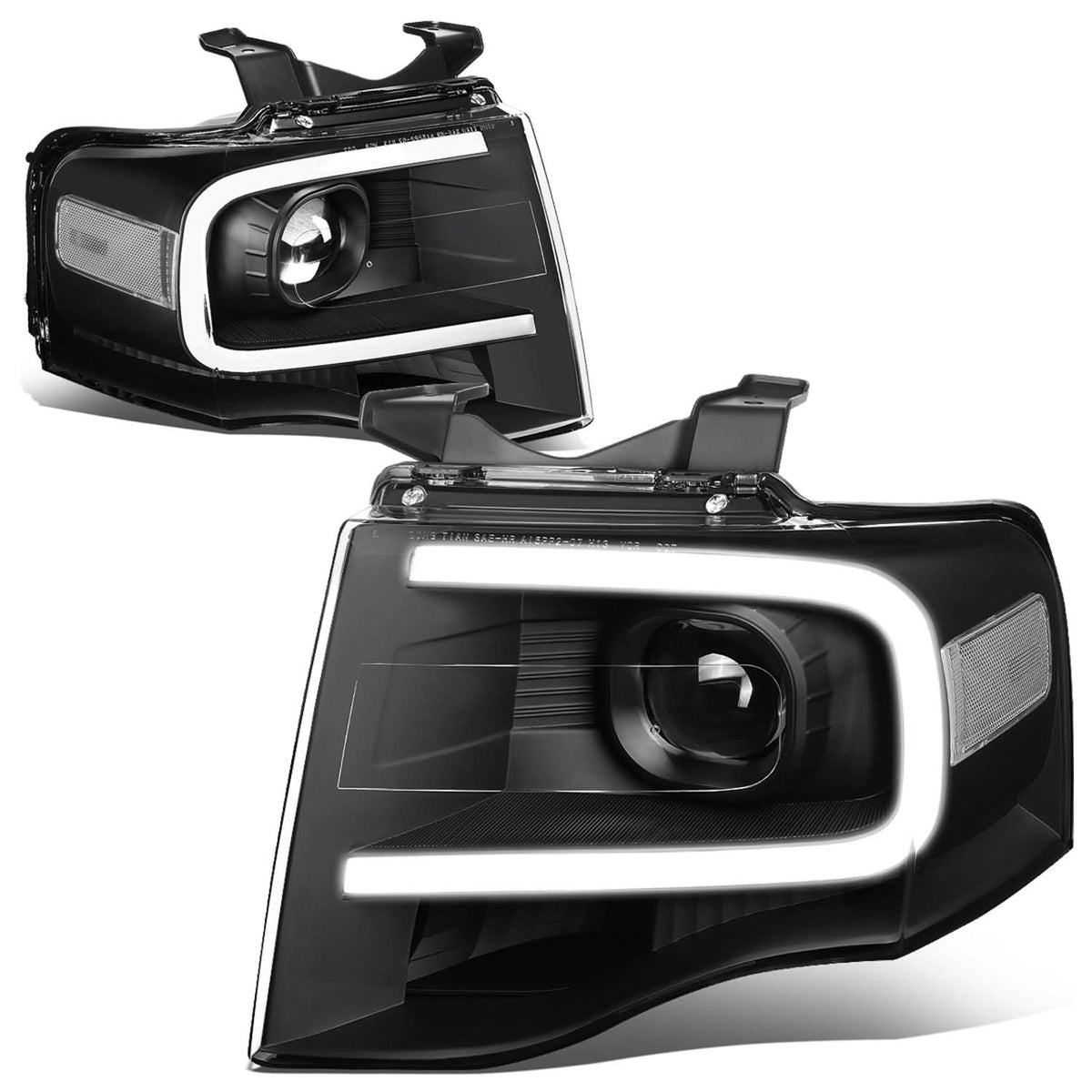 2007-2014 Ford Expedition 3D LED DRL Projector Headlights Black