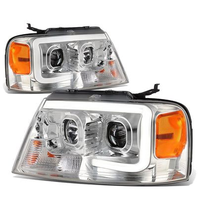 04-08 Ford F-150 / 06-08 Lincoln Mark LT 3D LED C-Bar Headlights Chrome