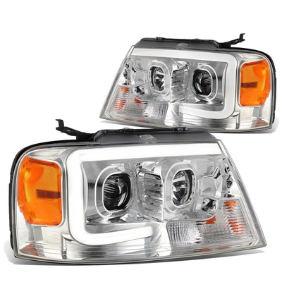 04-08 Ford F-150 / 06-08 Lincoln Mark LT 3D LED C-Bar Headlights Chrome