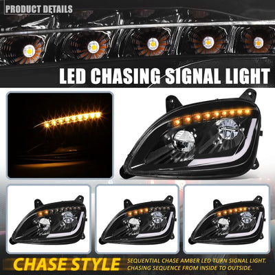 13-20 Peterbilt 579 / 11-18 Peterbilt 587 Black Headlights