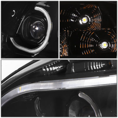 08-17 Freightliner Cascadia LED Halo Projector Headlights Black