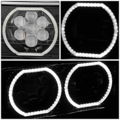 2018-2023 Volvo VNL/VNR White Halo Ring Headlights - Black