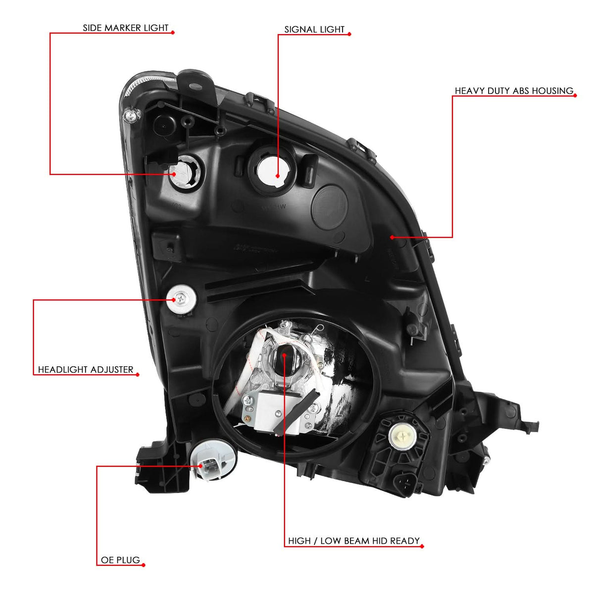 06-09 Toyota Prius HID Headlights - Black Housing w/ Amber Corner