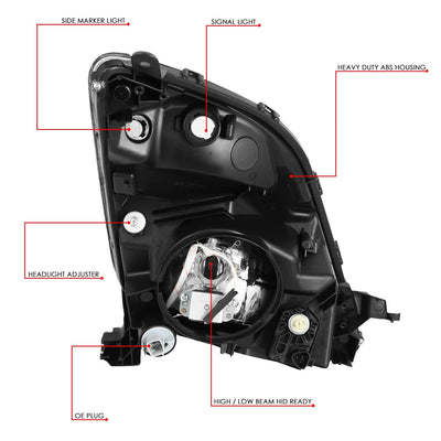 06-09 Toyota Prius HID Headlights - Black Housing w/ Amber Corner