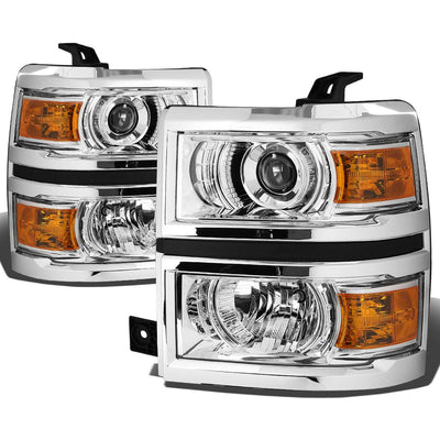 14-15 Chevrolet Silverado 1500 LED Projector Headlights Chrome