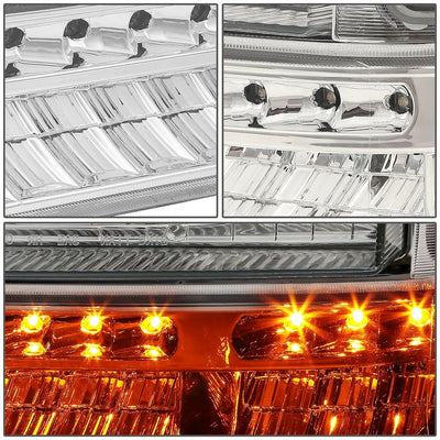 99-04 Ford F-250/F-350 LED DRL Headlights Chrome Housing Amber Corner