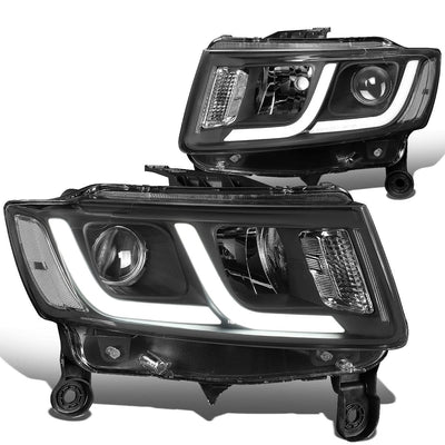 14-16 Jeep Grand Cherokee Projector Headlights Black Housing Clear