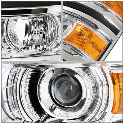 14-16 Chevrolet Silverado LED Projector Headlights Chrome/Amber