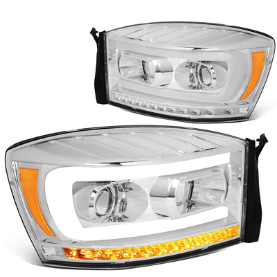 06-09 Dodge Ram LED DRL Projector Headlights Chrome Housing