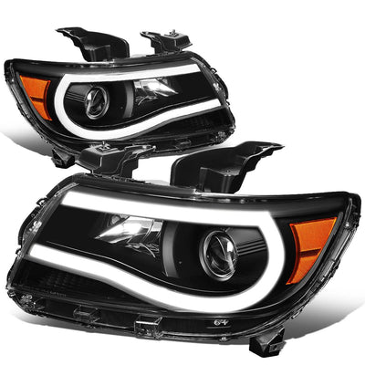 15-20 Chevrolet Colorado LED U-Tube DRL Projector Headlights Black