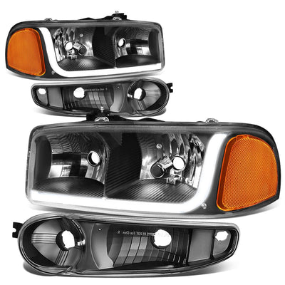 01-07 GMC Sierra/Yukon LED DRL Headlights 4PC Black Housing