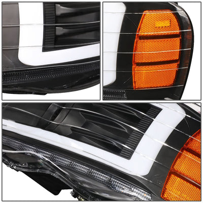 2002-2005 Dodge Ram LED DRL Projector Headlights Black Housing