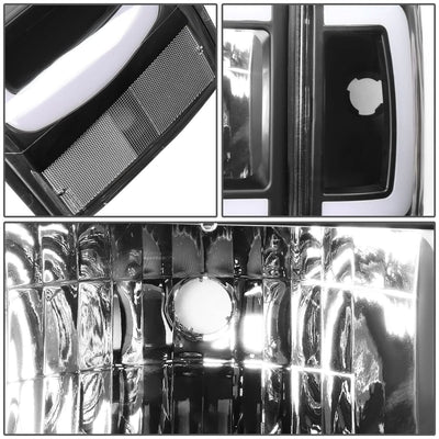 87-91 Ford Bronco F-150 F-250 F-350 LED DRL Headlights Black Housing