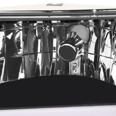 92-96 Ford F-150 F-250 F-350 Bronco Dual LED DRL Headlights Black