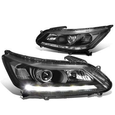 2013-2015 Honda Accord LED DRL Projector Headlights Black Housing