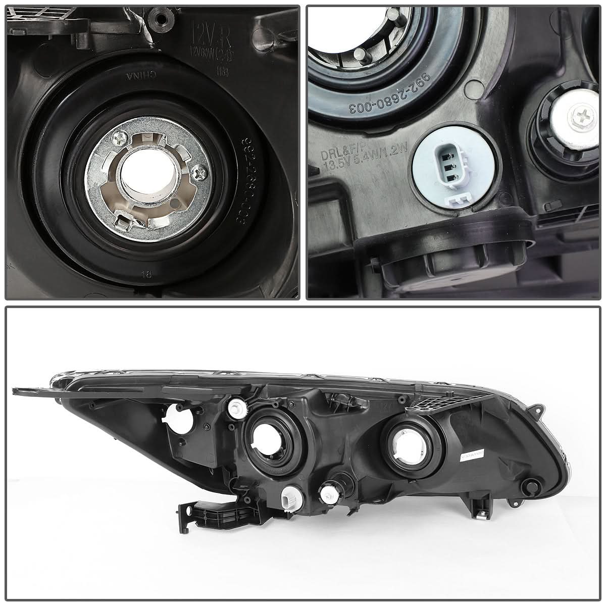 2013-2015 Honda Accord LED DRL Projector Headlights Black Housing