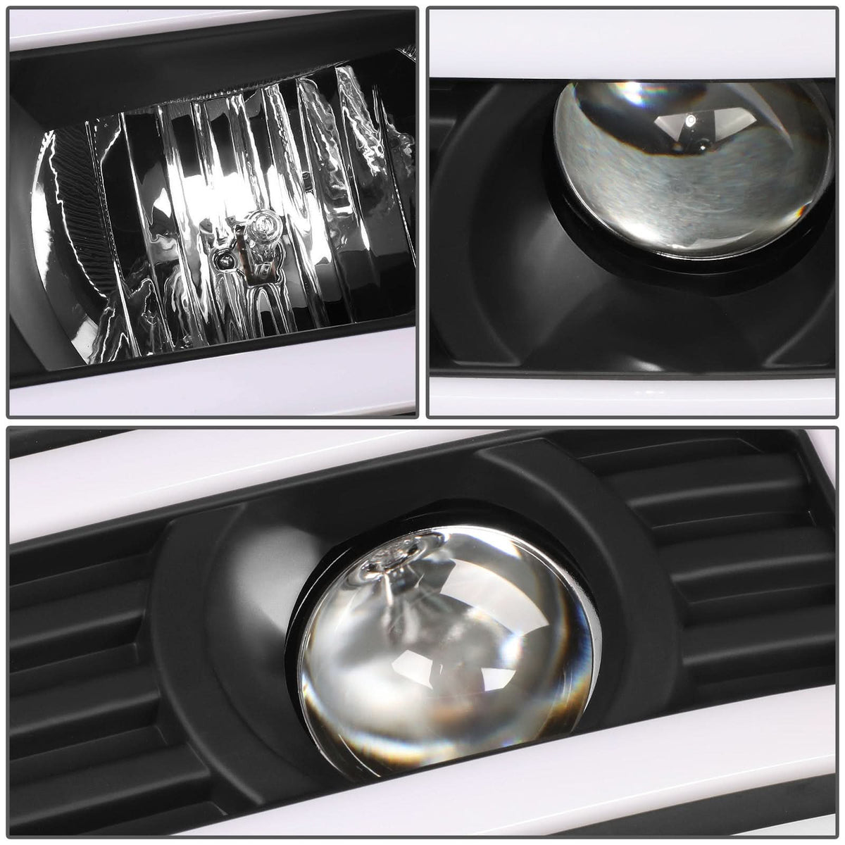 2007-2014 GMC Sierra Dual U-Bar LED DRL Headlights Black Housing