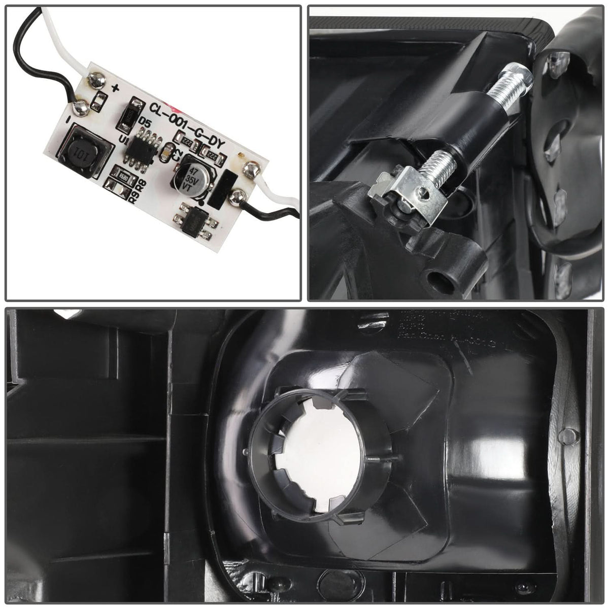 94-02 Dodge Ram LED DRL Headlights Black Housing Smoke Lens