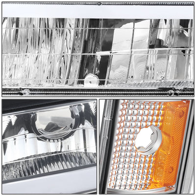 Clear Lens Amber Reflector Chrome Housing LED Bar Headlights 8PCS