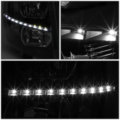 2007-2014 Chevrolet Silverado LED Reflector Headlights - Black/Clear/Smoke