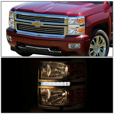 2014-2015 Chevrolet Silverado LED DRL Chrome Headlights