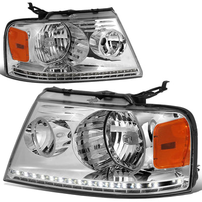 04-08 Ford F-150 / 06-08 Lincoln Mark LT LED DRL Headlights Chrome