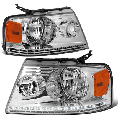 04-08 Ford F-150 / 06-08 Lincoln Mark LT LED DRL Headlights Chrome
