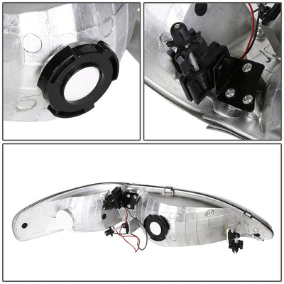 94-98 Ford Mustang Chrome LED Headlights with Amber Corner