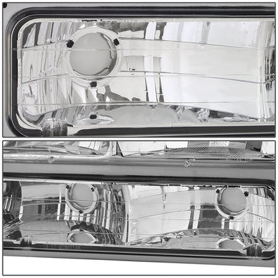94-00 GMC C10 Chrome Housing Headlights w/ Amber Corner 8PC Kit