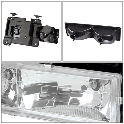 88-93 Chevrolet C10 Chrome Housing Clear Corner 8PC Headlight Set