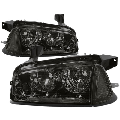 2006-2010 Dodge Charger Smoke Housing Headlights with Clear Corner