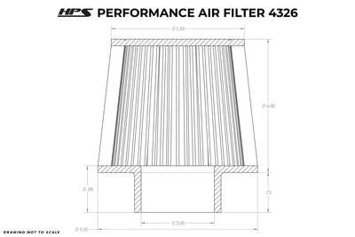 HPS Performance 3" Air Filter, 6.75" Length, 5.5" Base, 3.5" Top HPS-4326