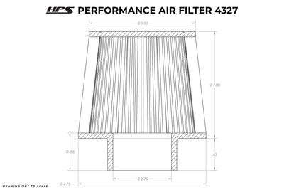 HPS Performance 2.75" Air Filter, 7-5/8" Length, 4.75" Base, 3.5" Top HPS-4327